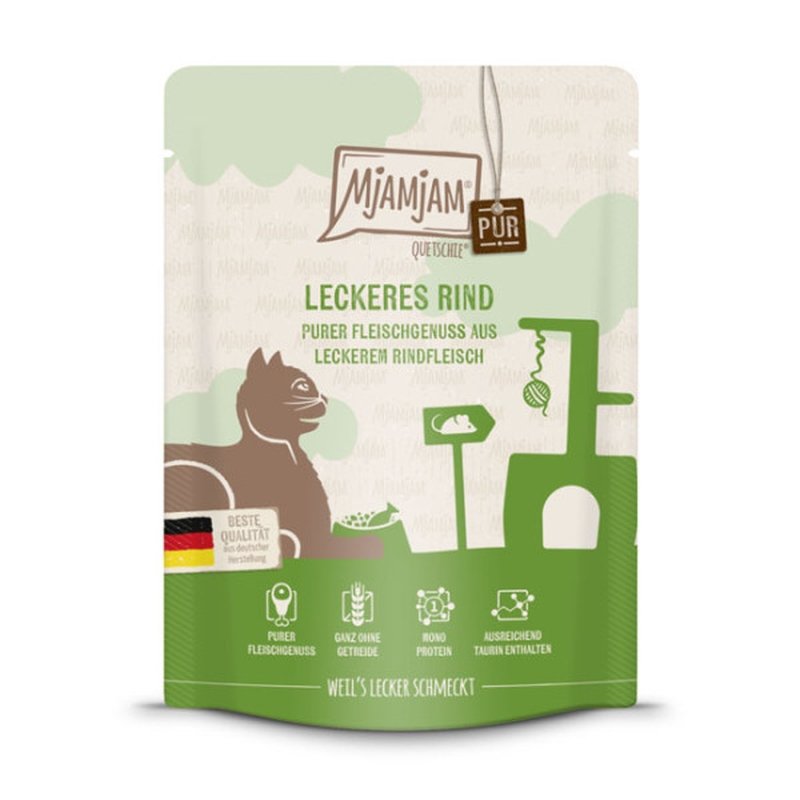 Mjamjam Katzen Nassfutter purer Fleischgenuss - leckeres Rind pur 1x300g