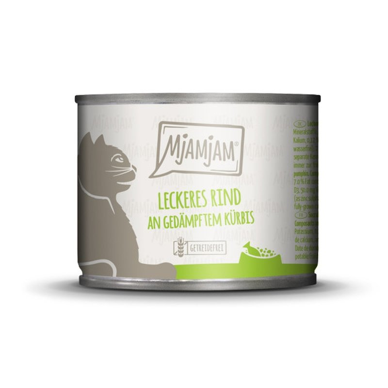 Mjamjam Katzen Nassfutter Quetschie leckeres Rind an gedämpftem Kürbis 1x200g
