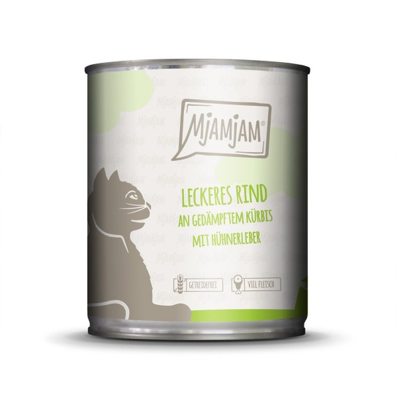 Mjamjam Katzen Nassfutter Quetschie leckeres Rind an gedämpftem Kürbis 1x800g