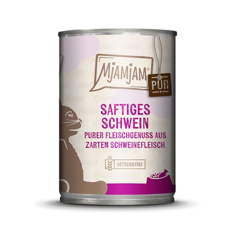 Mjamjam Katzen Nassfutter purer Fleischgenuss - saftiges Schwein pur 6x400g