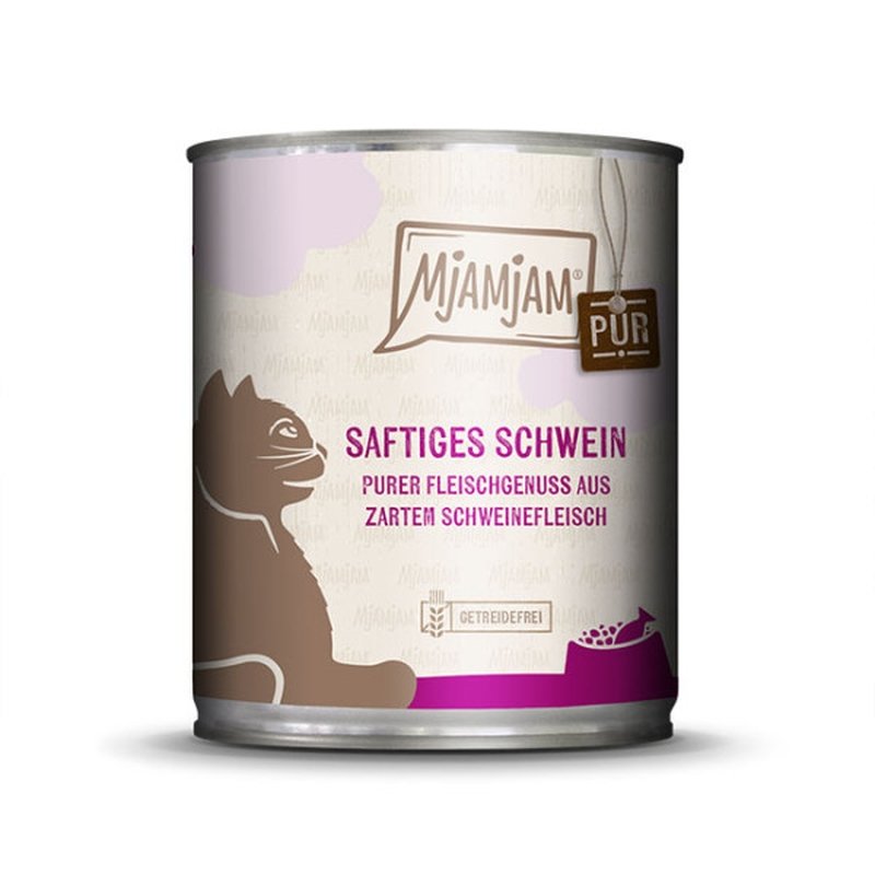 Mjamjam Katzen Nassfutter purer Fleischgenuss - saftiges Schwein pur 6x800g