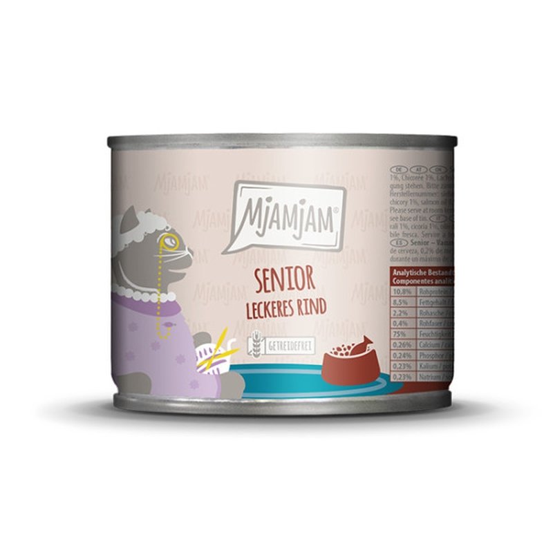 Mjamjam Katzen Nassfutter Senior - leckeres Rind 6x200g