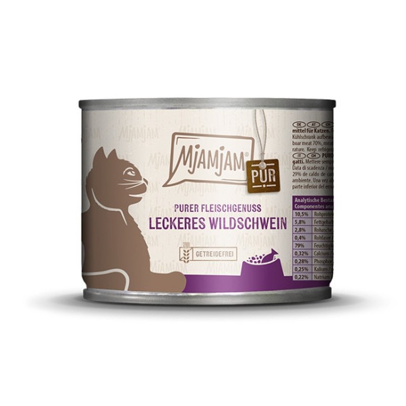 Mjamjam Katzen Nassfutter purer Fleischgenuss - leckeres Wildschwein 6x200g