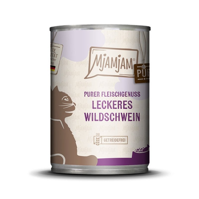 Mjamjam Katzen Nassfutter purer Fleischgenuss - leckeres Wildschwein 6x400g