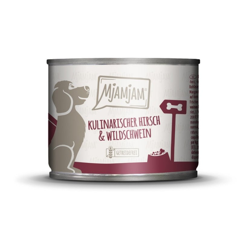 Mjamjam Hunde Nassfutter kulinarischer Hirsch & Wildschwein an Preiselbeeren 6x200g