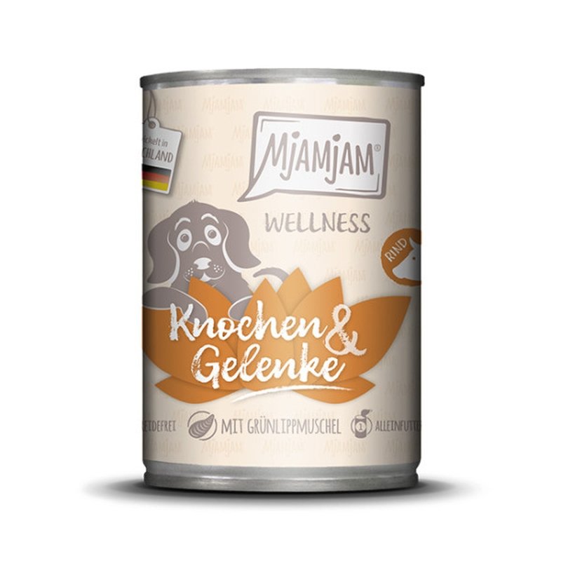Mjamjam Hunde Nassfutter Wellness - Knochen & Gelenke - Rind 6x400g