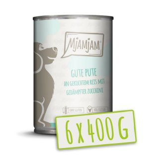 Mjamjam Hunde Nassfutter gute Pute an gekochtem Reis mit...