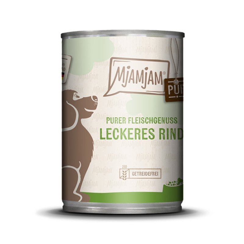 Mjamjam Hunde Nassfutter leckeres Rind pur 6x400g