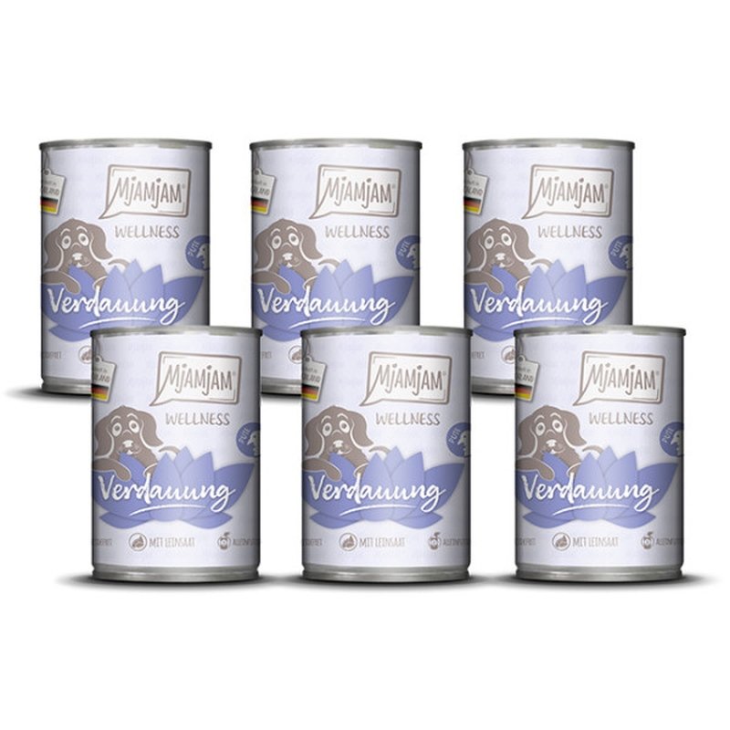Mjamjam Hunde Nassfutter Wellness - Verdauung - Pute 6x400g