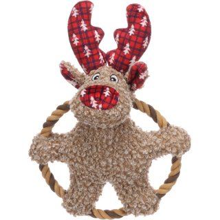 Flamingo Weihnachtsspielzeug Krola Rentier mit Seil Braun