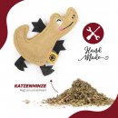 CanadianCat Katzenspielzeug Duft-Kissen aus Leder mit Katzenminze Krokodil