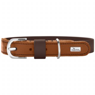 Hunter Halsband BioThane® x Leder Schokobraun/Cognac
