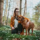 Hunter Halsband BioThane&reg; x Leder Khaki/Orange