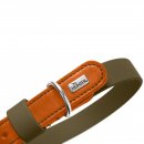 Hunter Halsband BioThane&reg; x Leder Khaki/Orange