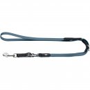 Hunter Hunde Verstellbare F&uuml;hrleine Wolmar BioThane&reg; x Leder Rauchblau/Schwarz