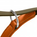 Hunter Hunde Verstellbare F&uuml;hrleine Wolmar BioThane&reg; x Leder Khaki/Orange