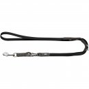 Hunter Hunde Verstellbare F&uuml;hrleine Wolmar BioThane&reg; x Leder Schwarz/Grau