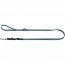 Hunter Stufenlos verstellbare F&uuml;hrleine Wolmar BioThane&reg; x Leder Rauchblau/Schwarz