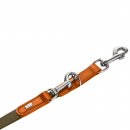 Hunter Stufenlos verstellbare F&uuml;hrleine Wolmar BioThane&reg; x Leder Khaki/Orange