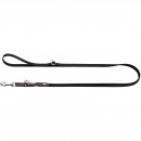 Hunter Stufenlos verstellbare F&uuml;hrleine Wolmar BioThane&reg; x Leder Schwarz/Grau