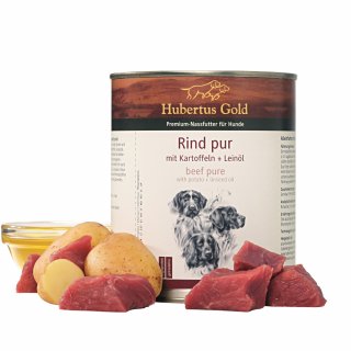 Hubertus Gold Premium-Nassfutter Rind pur mit Kartoffeln + Leinöl 800g