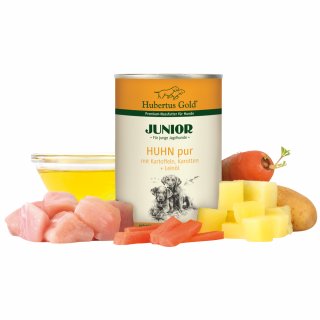 Hubertus Gold Junior Huhn pur mit Kartoffeln und Karotten...