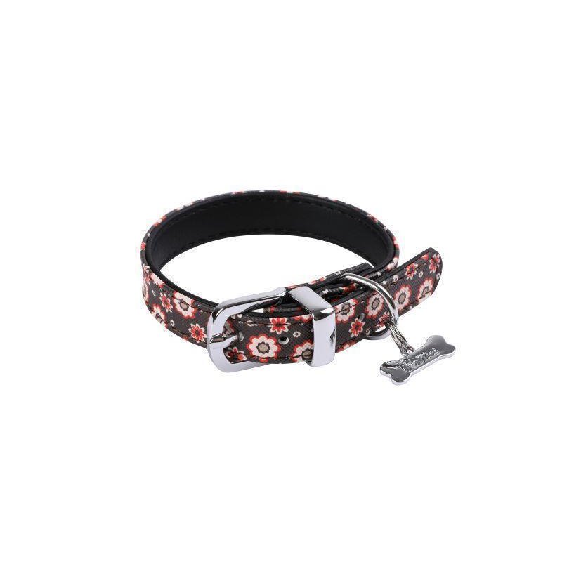Wouapy Hundehalsband PetMini 20 mm x 40 cm Schwarz Geblümt