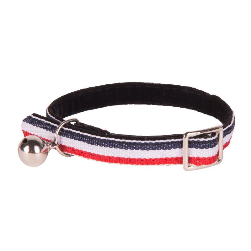 Wouapy Katzenhalsband mit Glocke Style Blau-Weiß-Rot