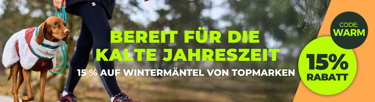 15 % Rabatt auf Wintermäntel für Hunde von Top-Marken